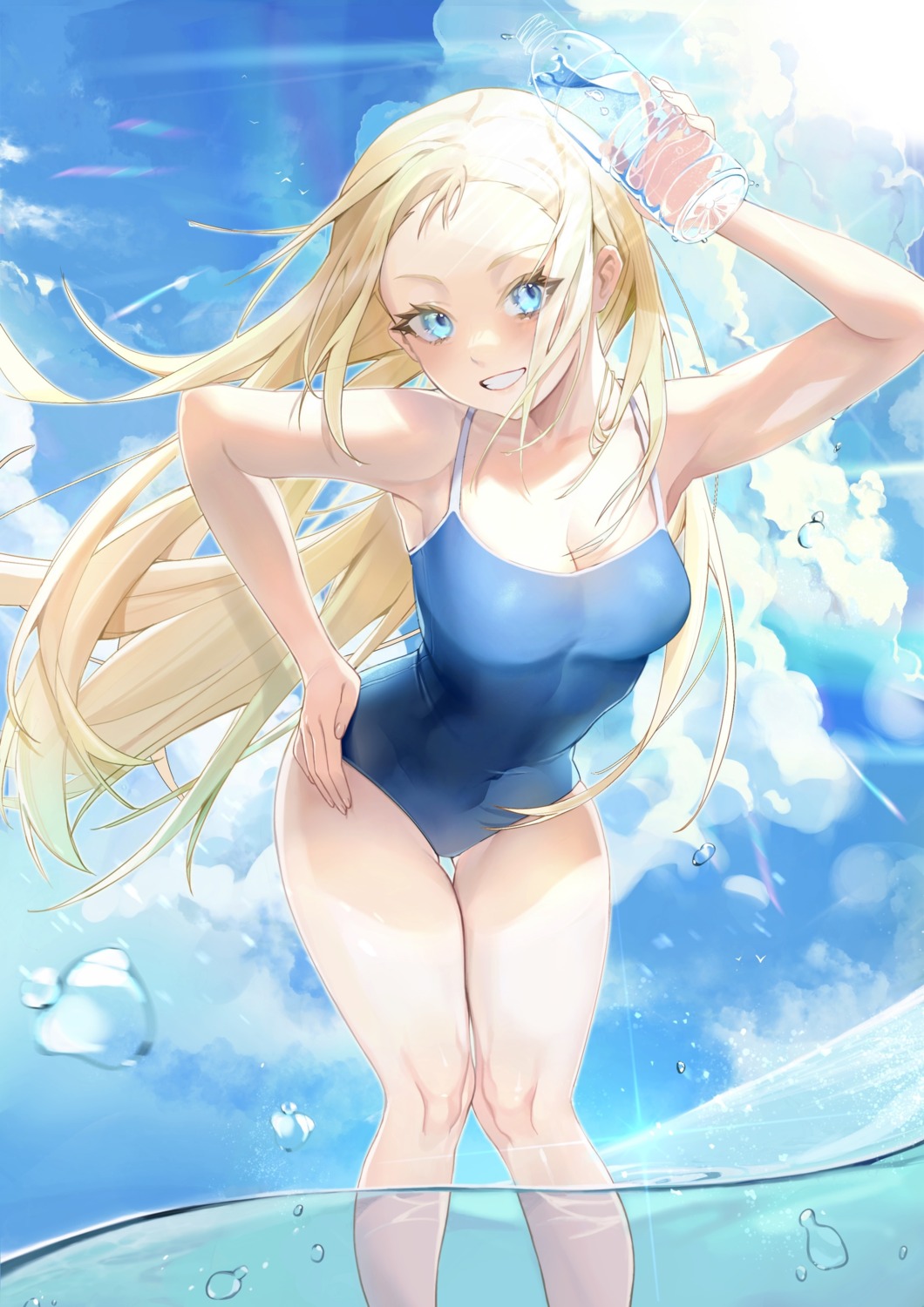 cleavage, kofune_ushio, school_swimsuit, summertime_render, swimsuits, wet, wudiyuzhouxiaohuanxiong