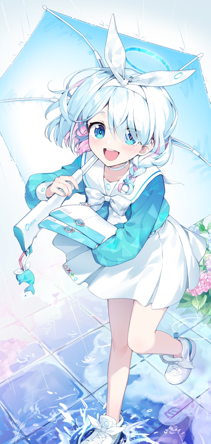 arona_(blue_archive), blue_archive, cika_k, halo, seifuku, umbrella