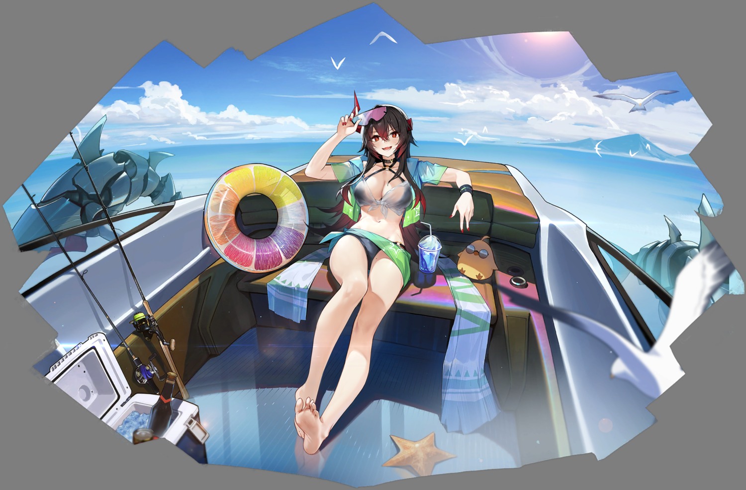 azur_lane, bikini, magdeburg_(azur_lane), manjuu_(azur_lane), megane, open_shirt, see_through, swimsuits, tagme, transparent_png