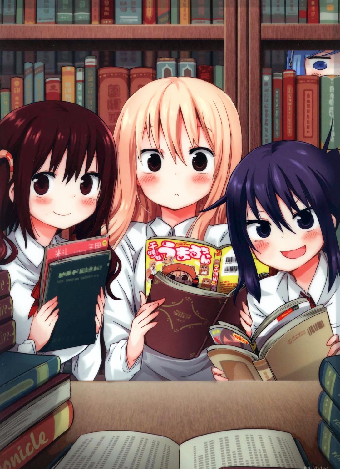 doma_umaru, ebina_nana, himouto!_umaru-chan, motoba_kirie, sankakuhead, seifuku