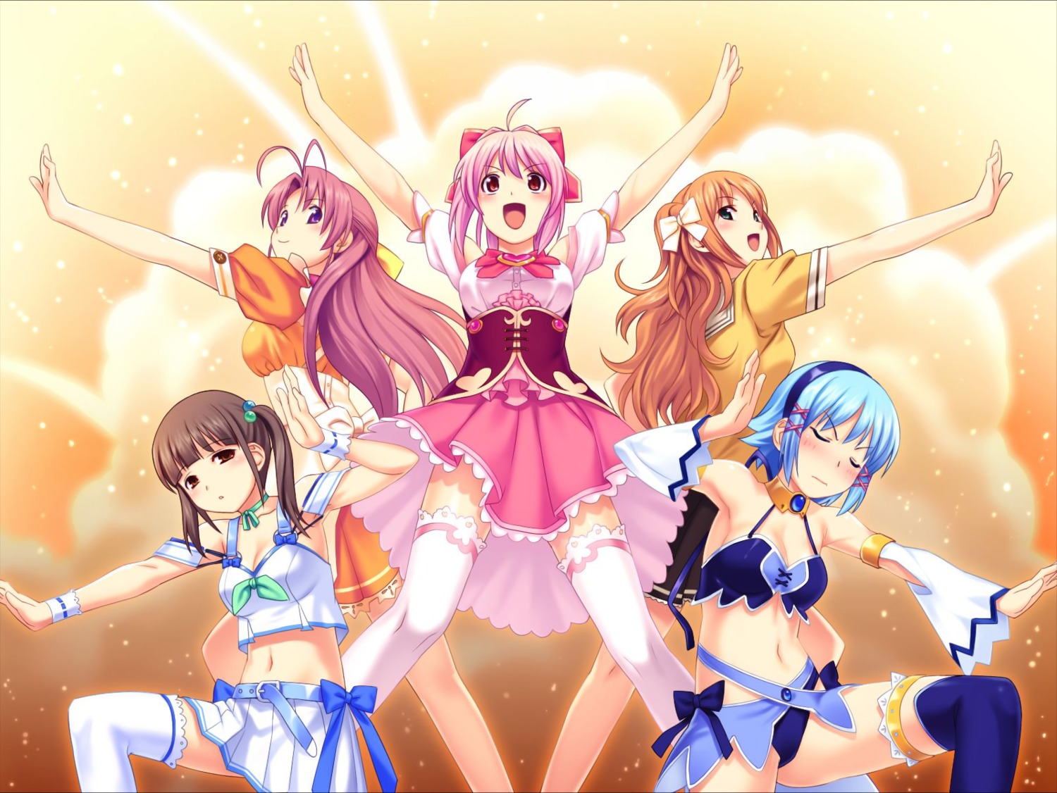 aoi_matsuri, himuro_rikka, hinata_hanabi, koutaro, minazuki_izumi, suzukaze_hotaru, thighhighs, tropical_kiss