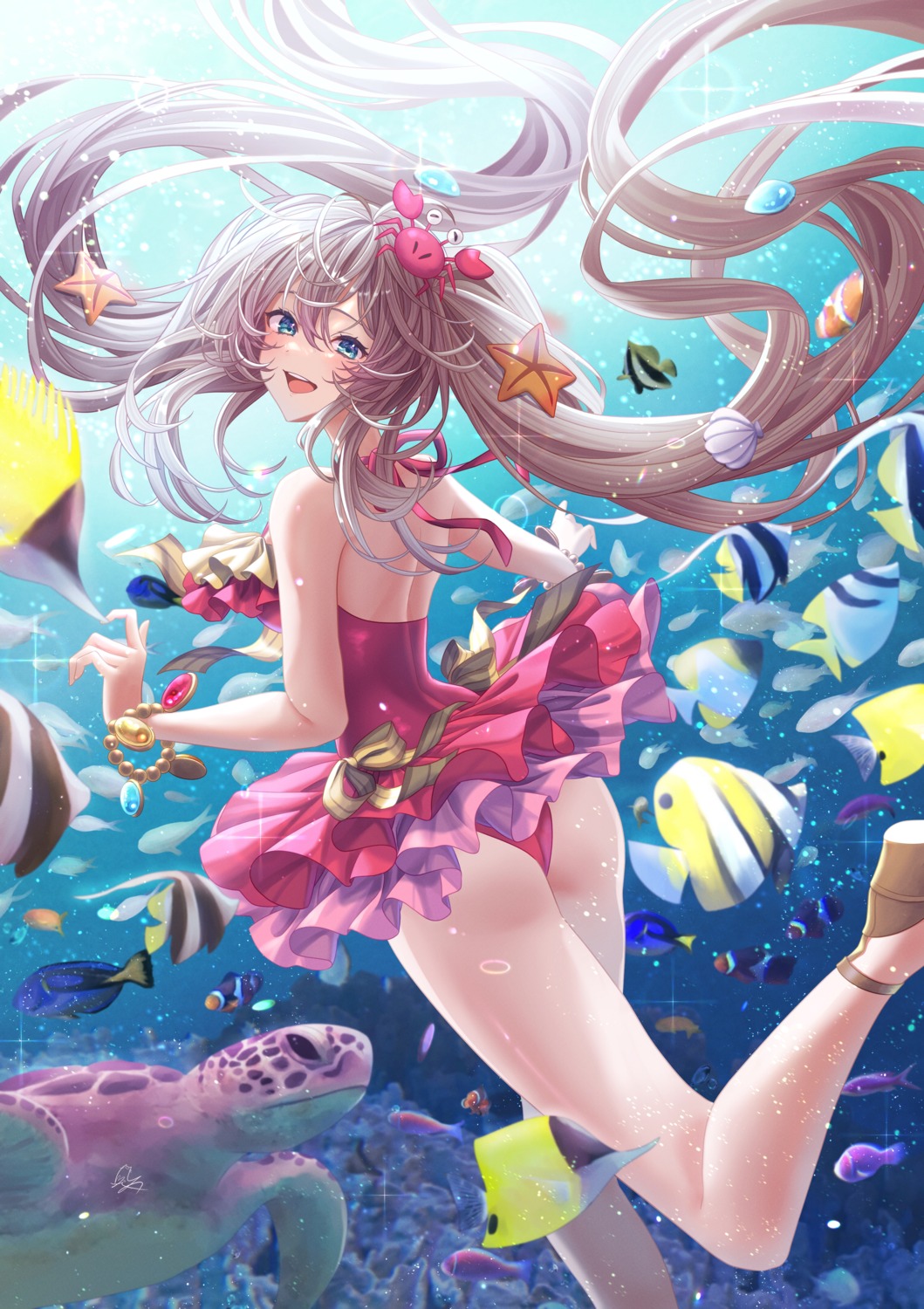 ass, fate/grand_order, marie_antoinette_(fate), skirt_lift, swimsuits, totomiya