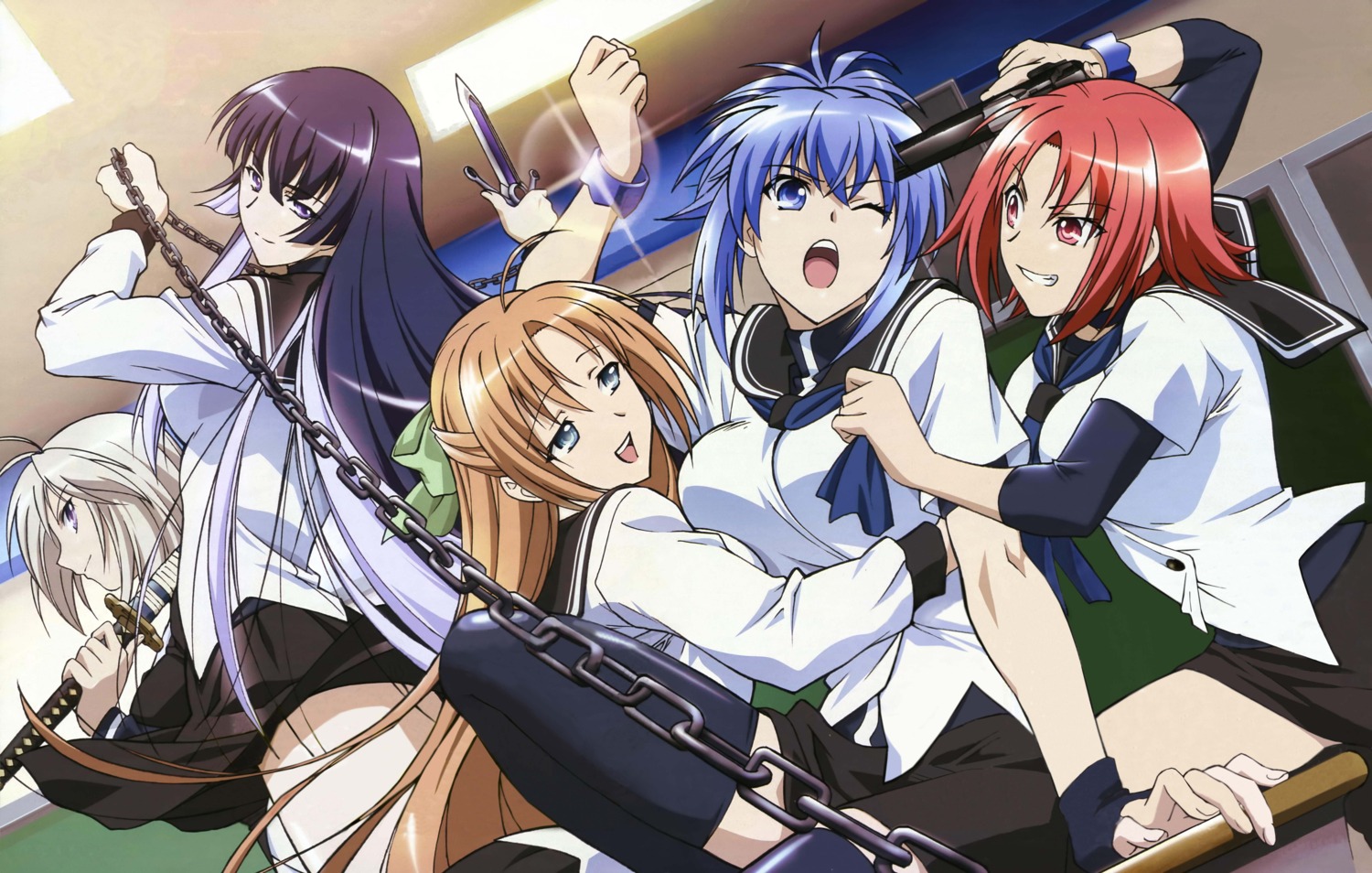 genderswap, gun, kondou_mikoto, kämpfer, mishima_akane, sakura_kaede, sangou_shizuku, seifuku