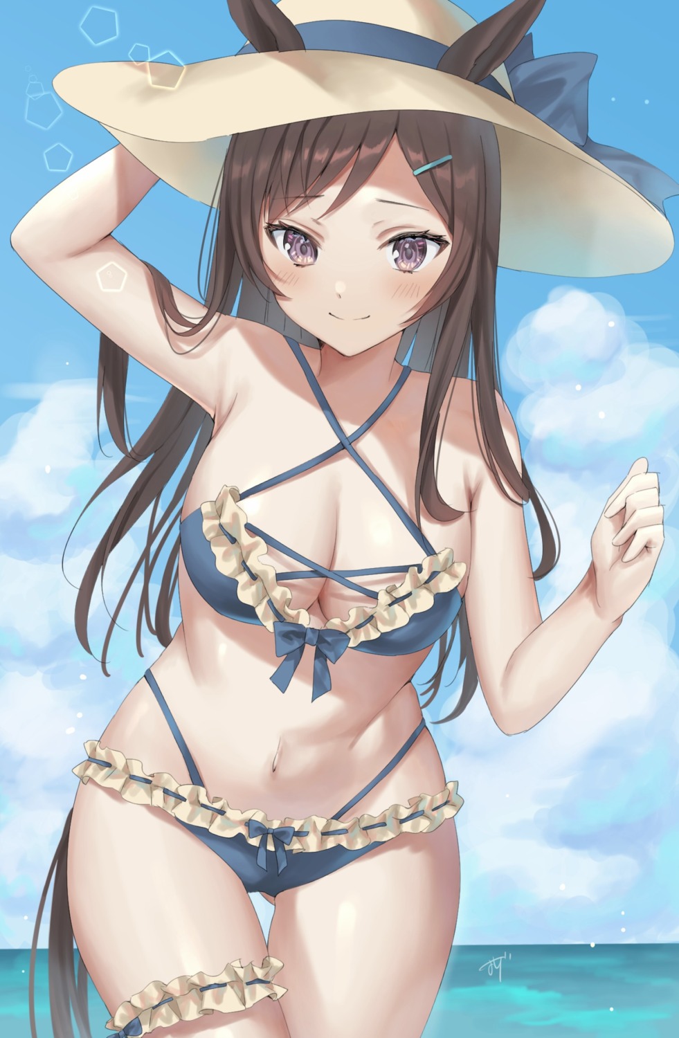 animal_ears, bikini, garter, mejiro_dober_(umamusume), oshage_(osyage921), swimsuits, tail, uma_musume_pretty_derby