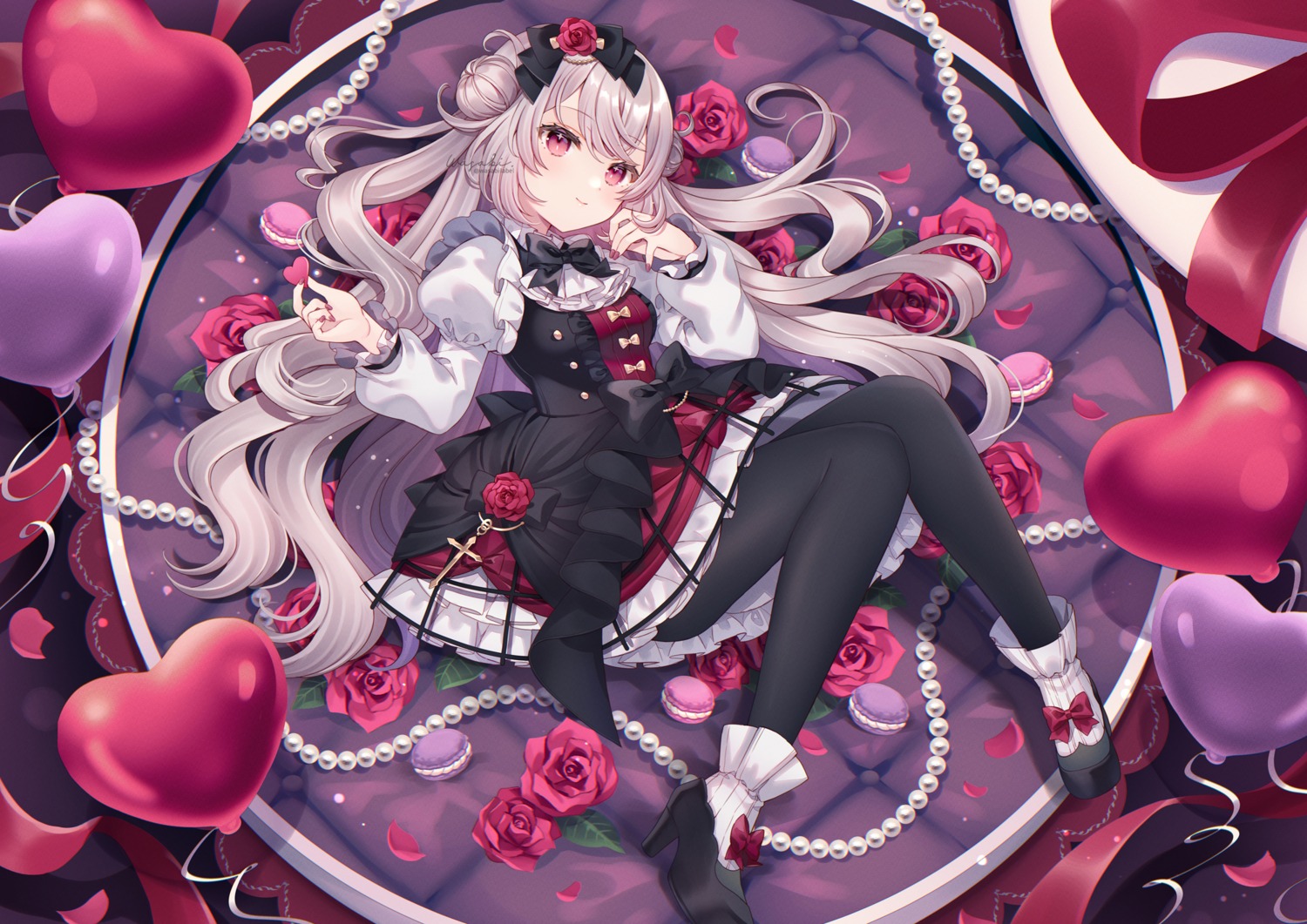 gothic_lolita, heels, lolita_fashion, pantyhose, skirt_lift, wasabi_(sekai)