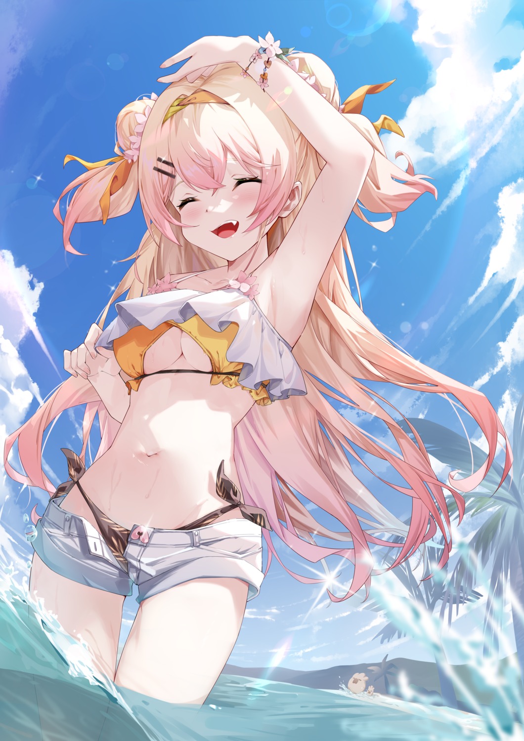 bikini, hololive, momosuzu_nene, pola_(1021), swimsuits, wet