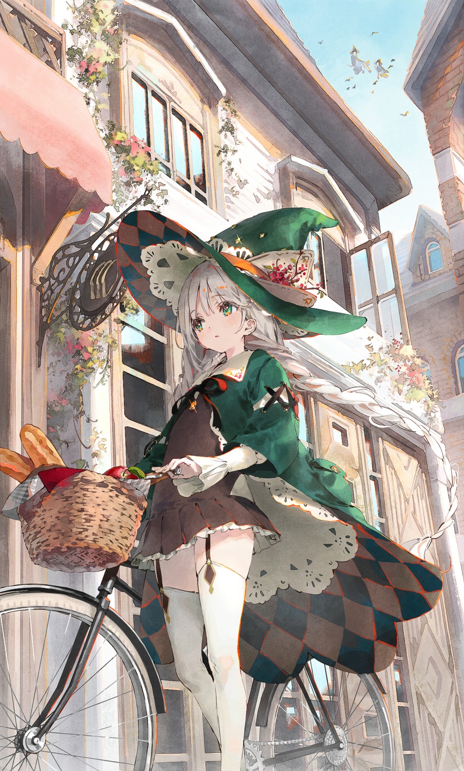 dress, dsmile, skirt_lift, stockings, thighhighs, witch