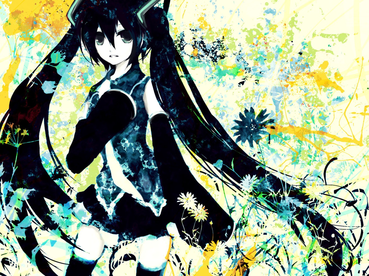 hatsune_miku, meola, thighhighs, vocaloid