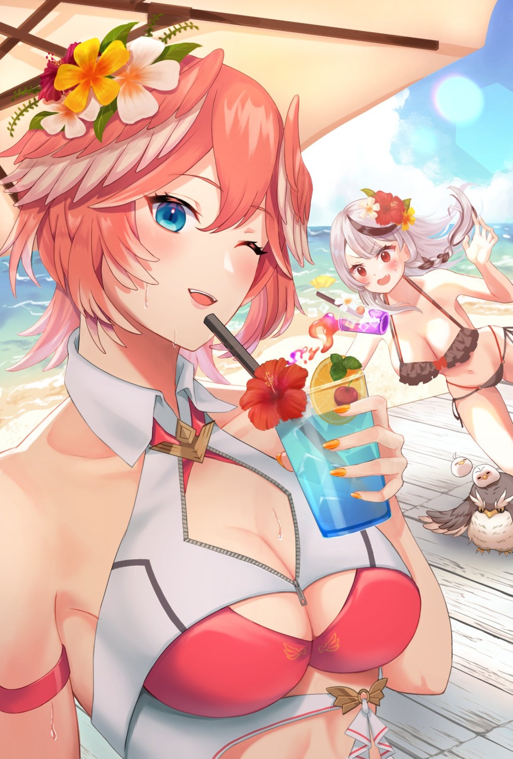 bikini, bikini_top, cleavage, ganmo_(takane_lui), hololive, sable_mint, sakamata_chloe, swimsuits