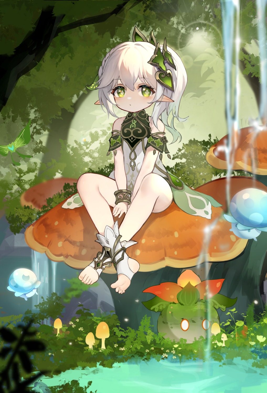 dress, feet, genshin_impact, nahida, pointy_ears, shio_(7203802)