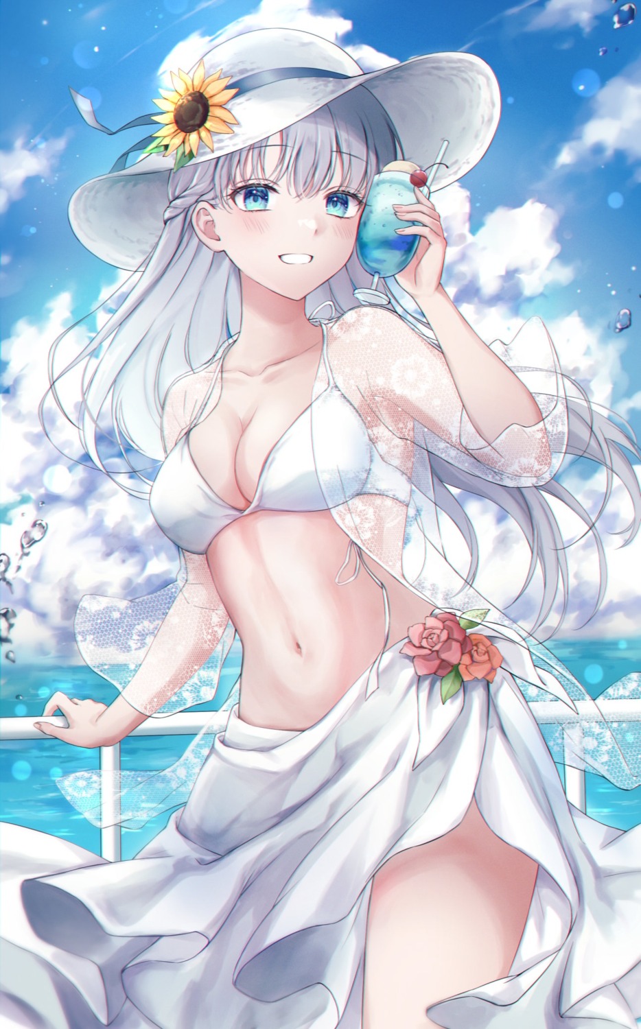 bikini_top, open_shirt, see_through, skirt_lift, swimsuits, tsumugi_8345