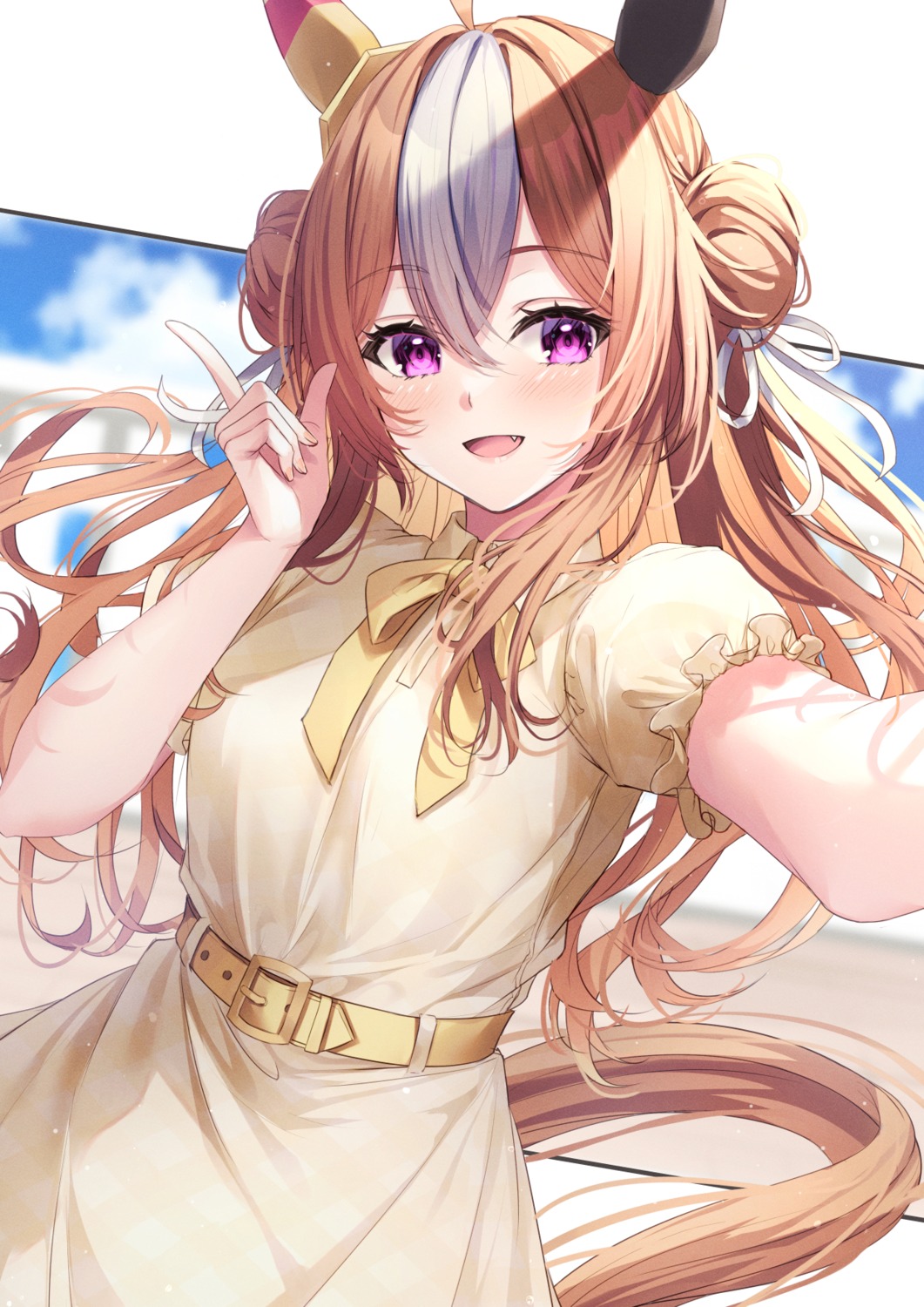 animal_ears, copano_rickey_(umamusume), dress, primamiya, selfie, tail, uma_musume_pretty_derby