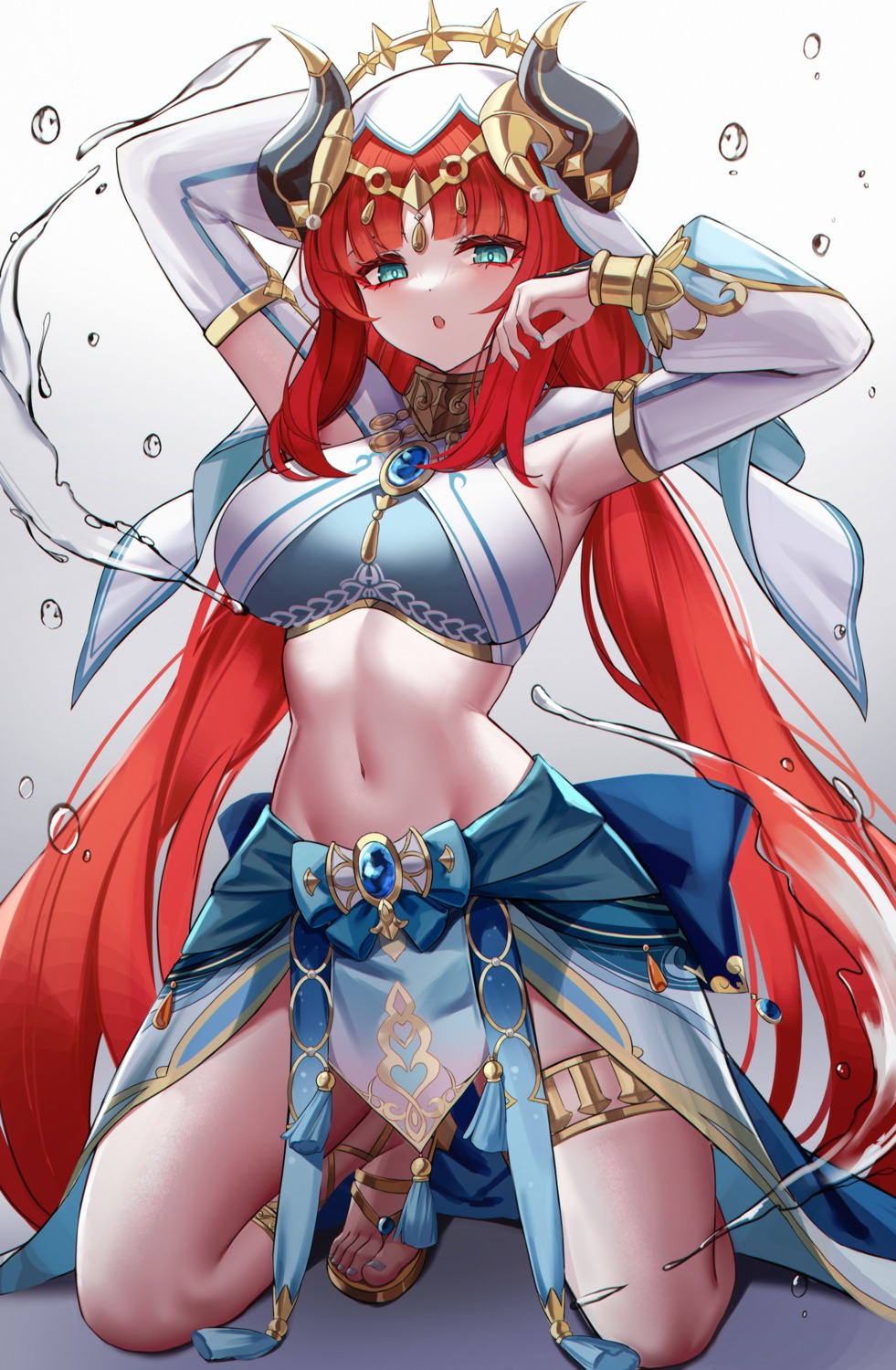 eternity_(shadeh), garter, genshin_impact, horns, nilou