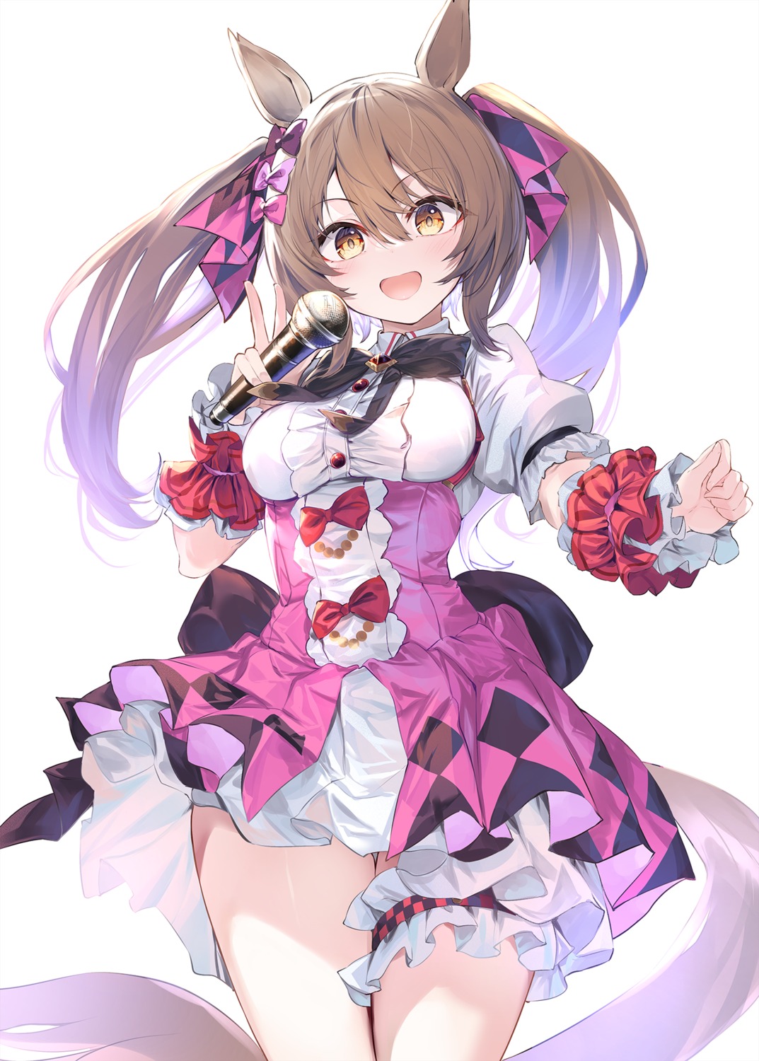 animal_ears, fal_maro, garter, skirt_lift, smart_falcon_(umamusume), tail, uma_musume_pretty_derby, uniform