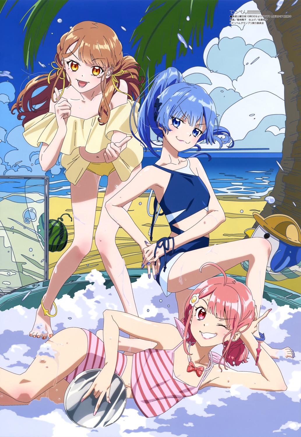 bikini, cream, hosono_yuzu, kikuchi_youko, penguin, sakamoto_yayoi, swimsuits, takahashi_yomogi