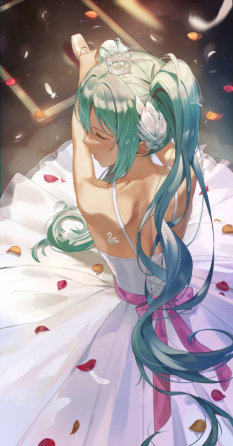 dress, hatsune_miku, mrr_05, no_bra, tattoo, vocaloid