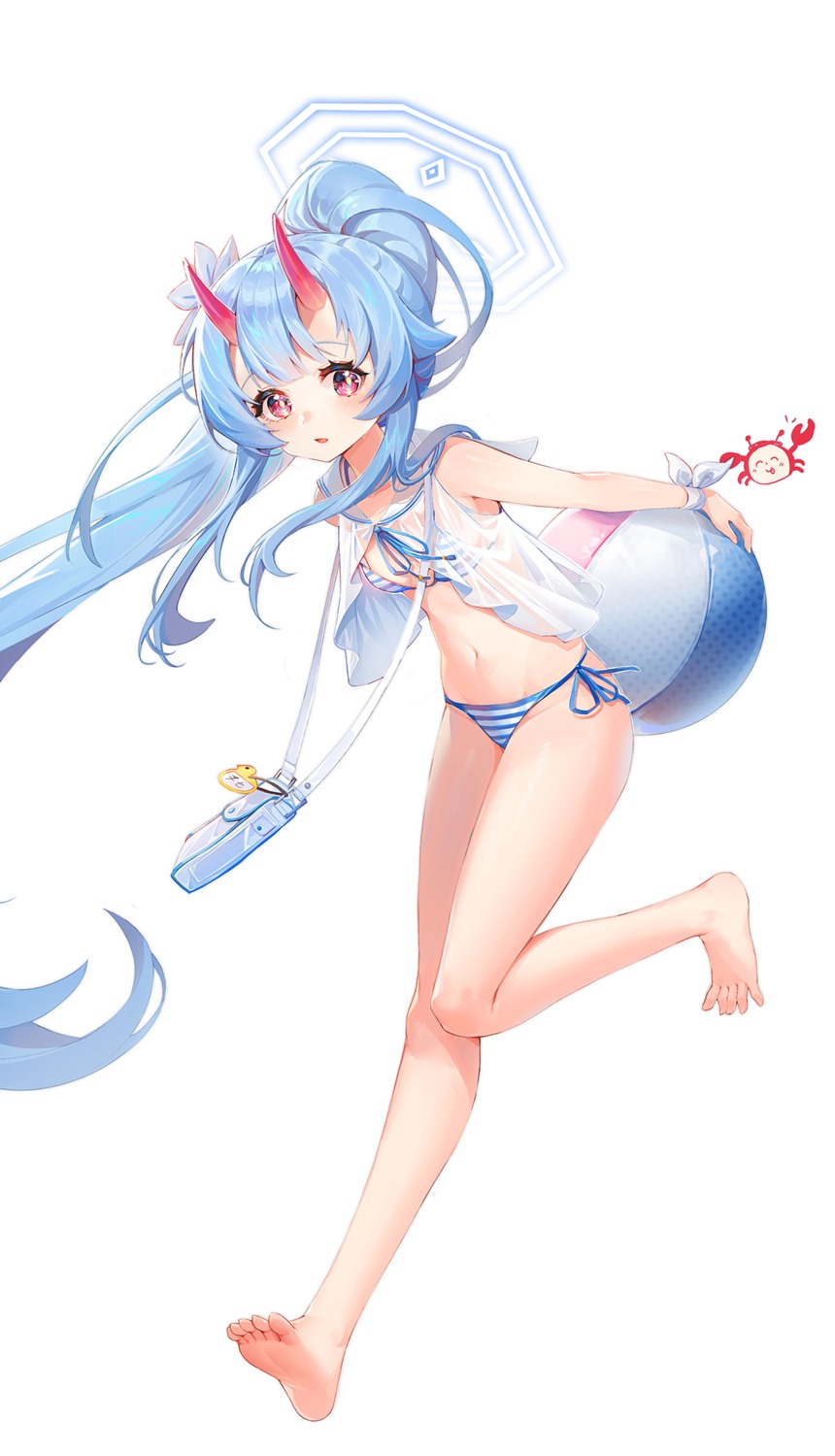 bikini, blue_archive, halo, horns, manic_shd, see_through, swimsuits, waraku_chise