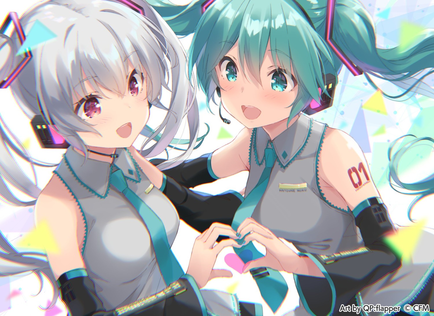 cosplay, crossover, hatsune_miku, headphones, idoly_pride, ohara_tometa, qp:flapper, tattoo