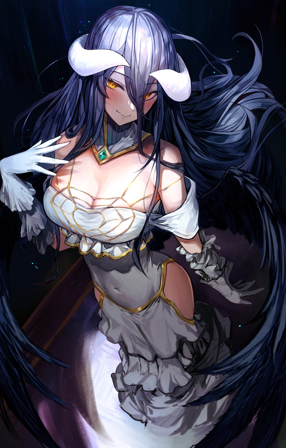 albedo_(overlord), dress, horns, marse_(rokudaime), overlord, wings