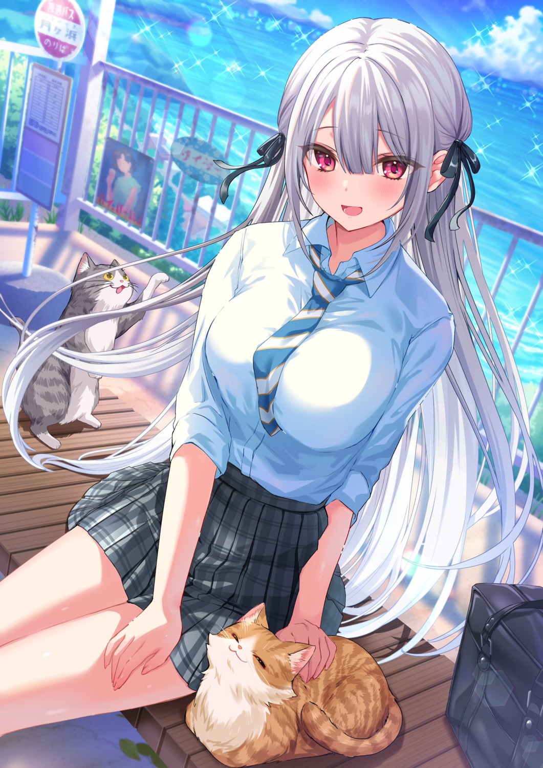 mikeneko_mari, neko, seifuku