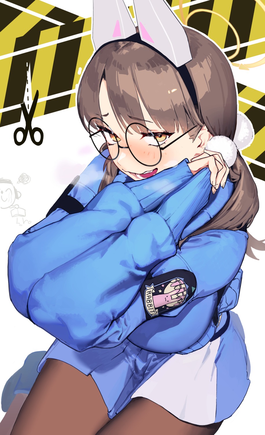animal_ears, blue_archive, halo, kazekura_moe, megane, nekomimi, pantyhose, sweater, waterswing