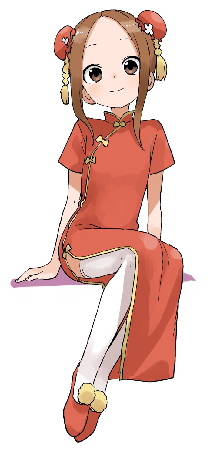 chinadress, karakai_jouzu_no_takagi-san, takagi-san, thighhighs, yamamoto_souichirou