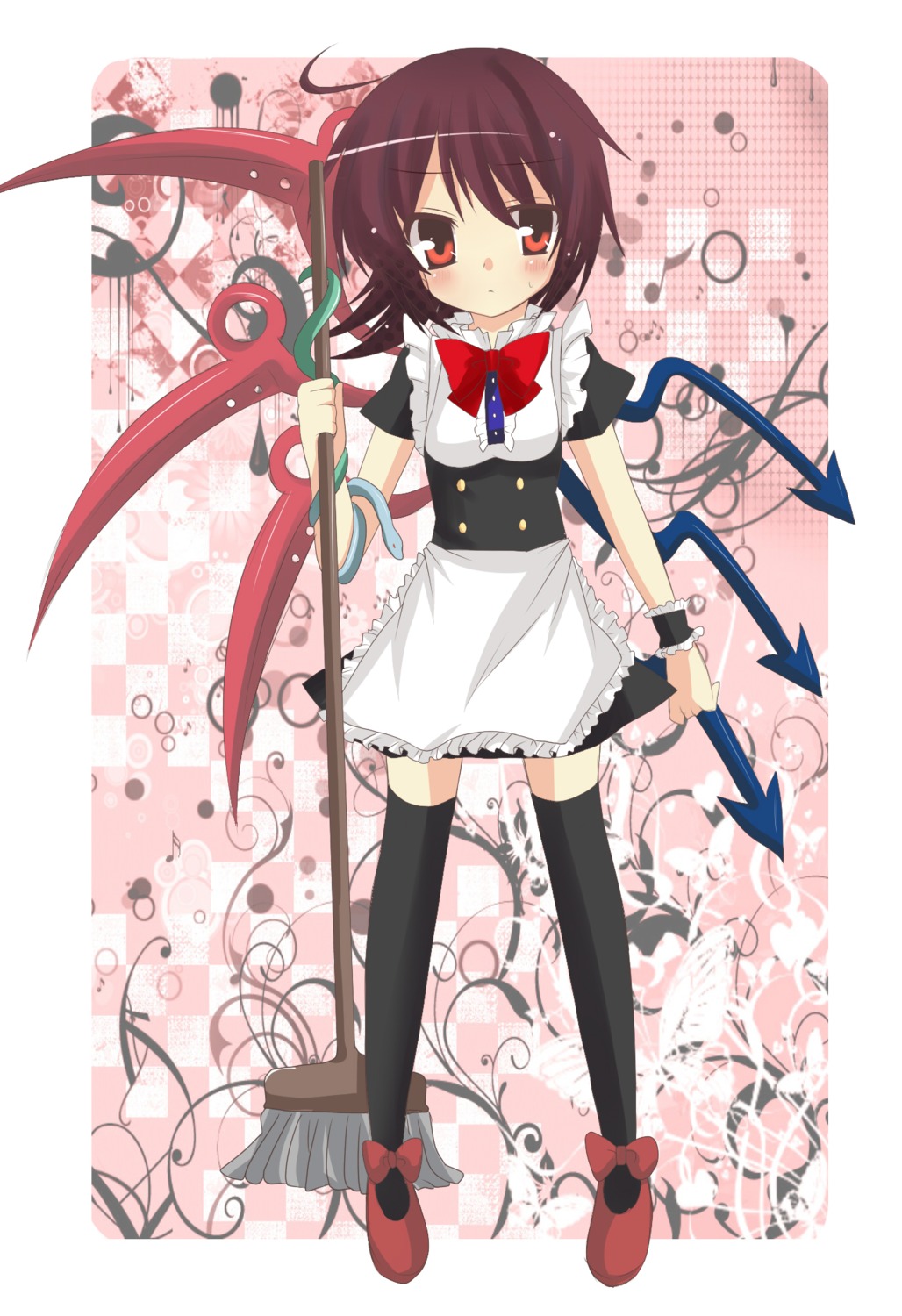 emyu, houjuu_nue, maid, thighhighs, touhou, wings