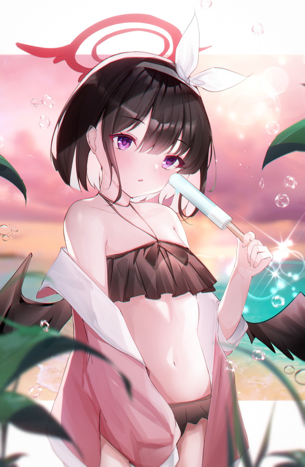 angel, bikini, blue_archive, shizuyama_mashiro, swimsuits, usagi_(786113654), wings