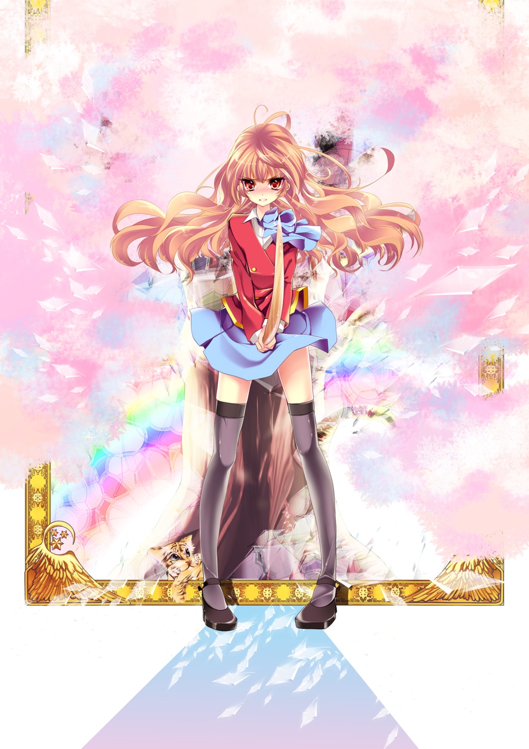 aisaka_taiga, michibachi_yuzu, seifuku, sword, thighhighs, toradora!