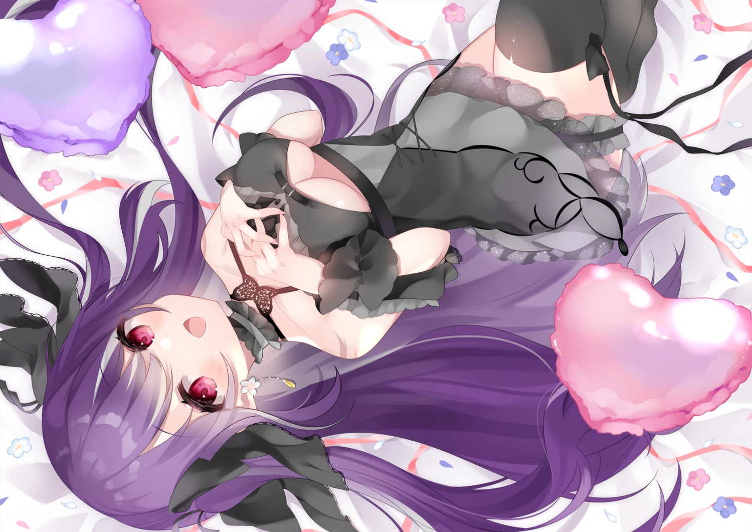 dress, garter, indie_virtual_youtuber, no_bra, see_through, thighhighs, yuni_(irohasuiroiro), yurune_yua