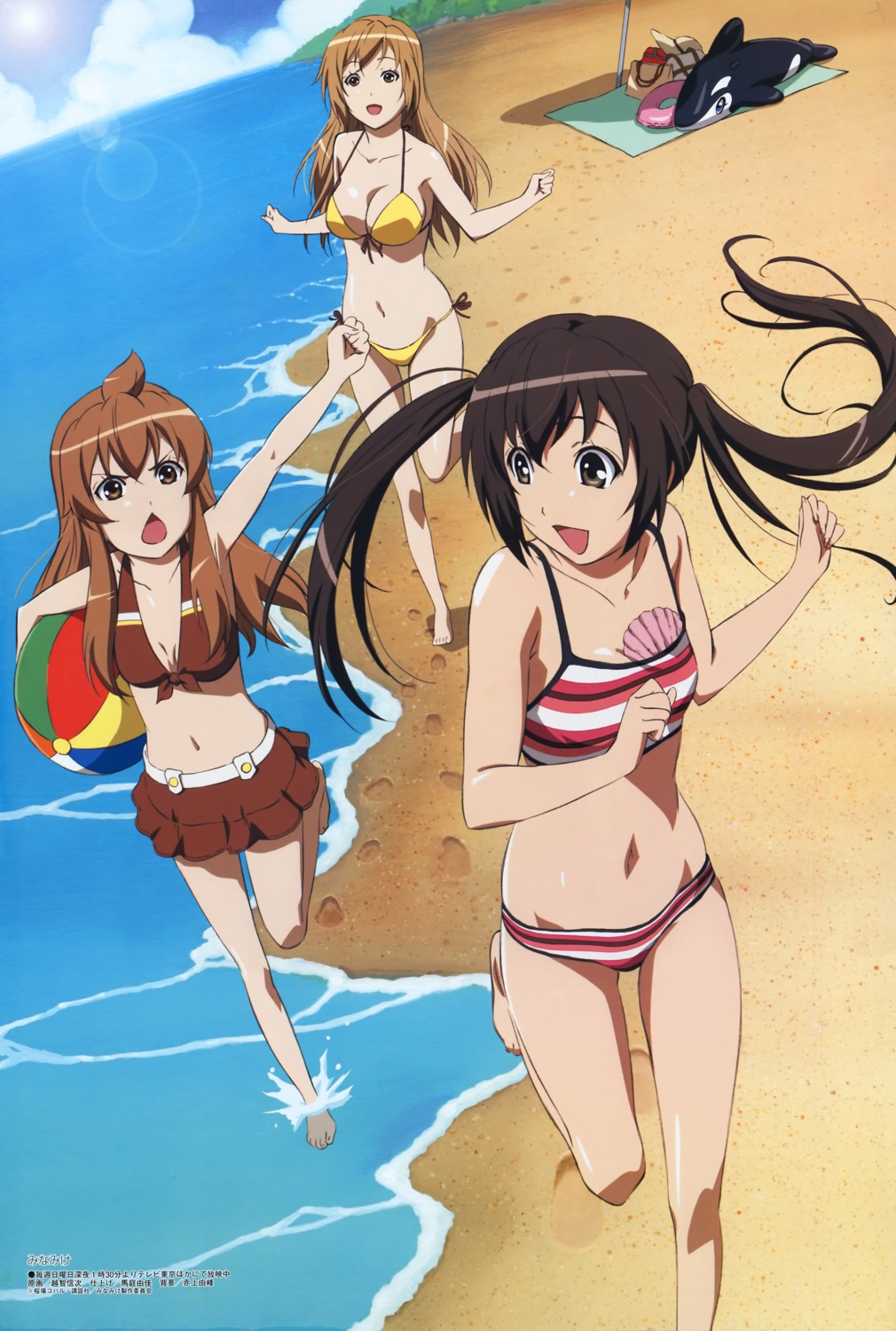 bikini, cleavage, minami-ke, minami_chiaki, minami_haruka, minami_kana, ochi_shinji, swimsuits