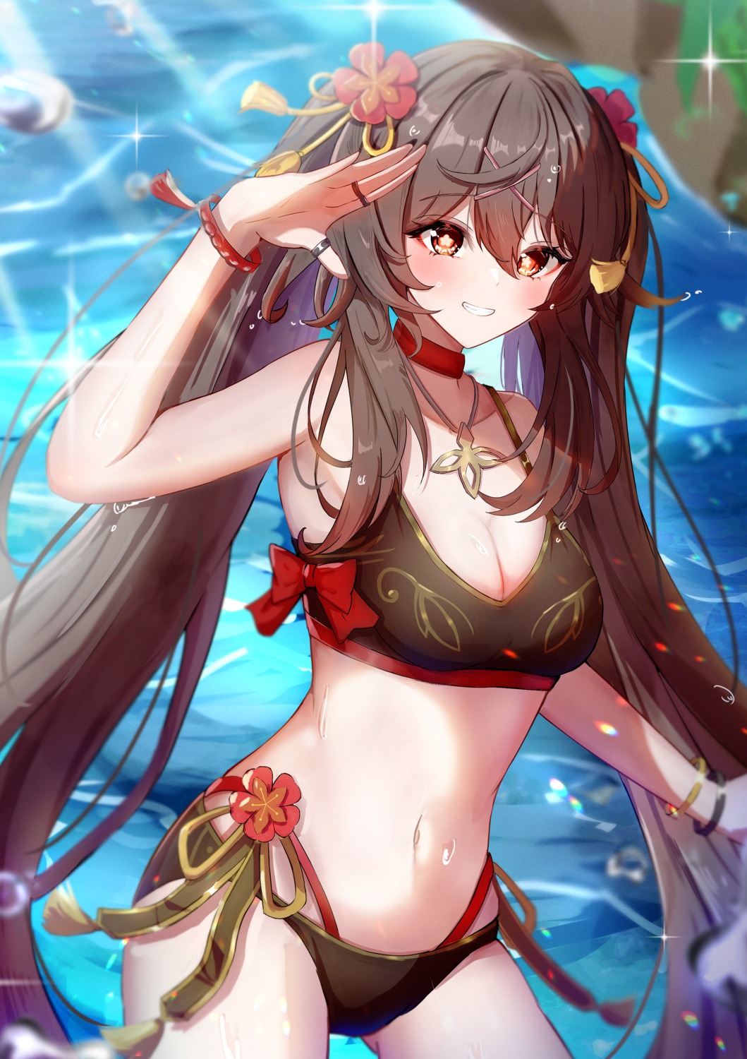 bikini, gao_kawa, genshin_impact, hu_tao, swimsuits