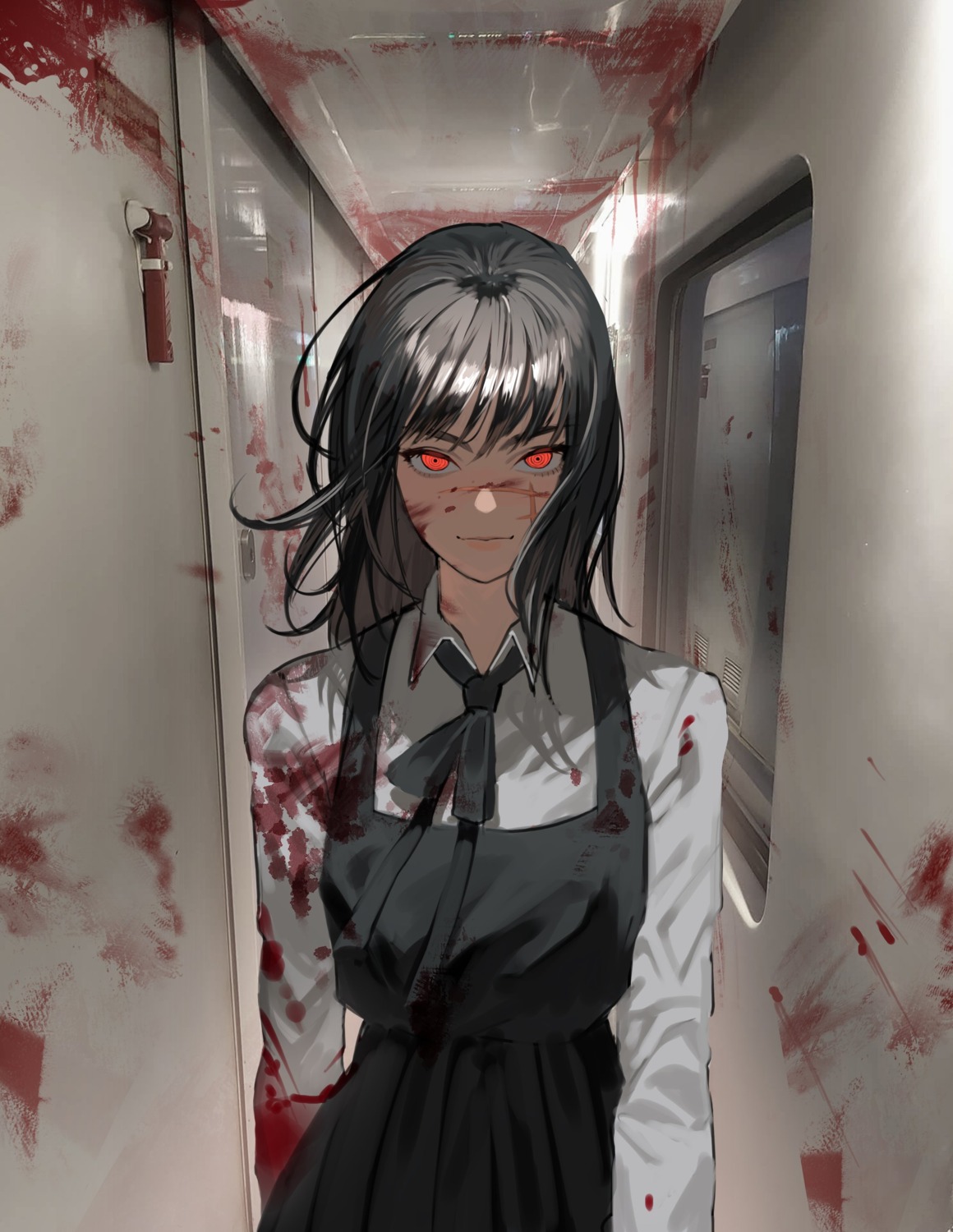 blood, chainsaw_man, hanny_(uirusu_chan), seifuku, yoru_(chainsaw_man)