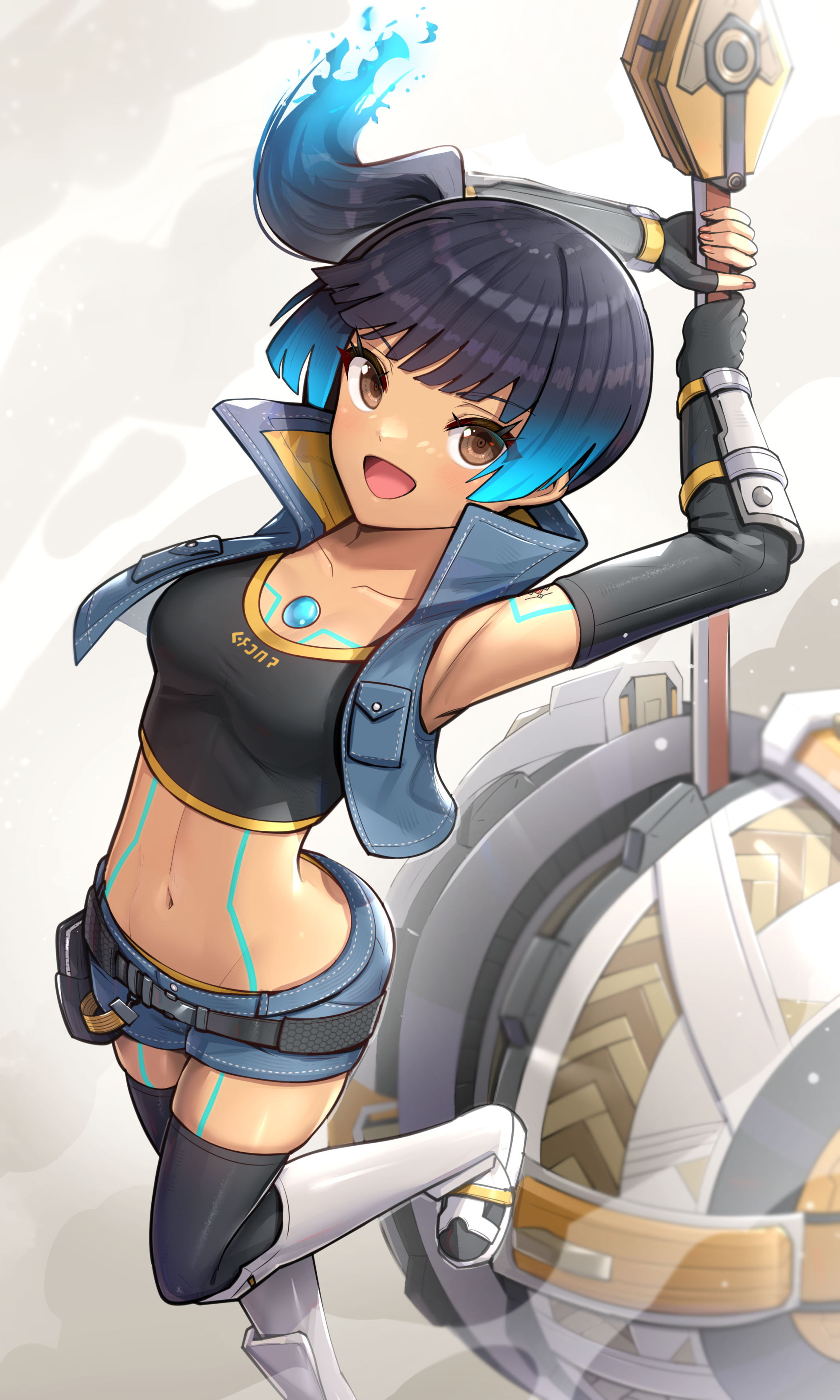 gonzarez, sena_(xenoblade_3), tattoo, thighhighs, weapon, xenoblade_(series), xenoblade_3