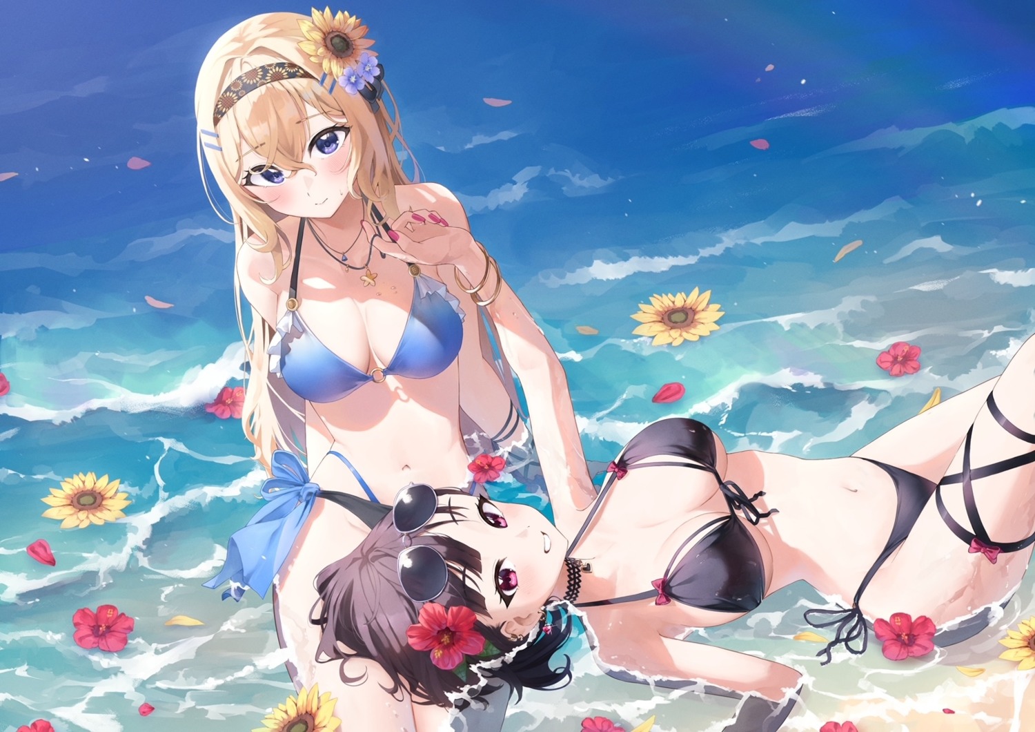 bikini, garter, megane, morros, swimsuits, wet