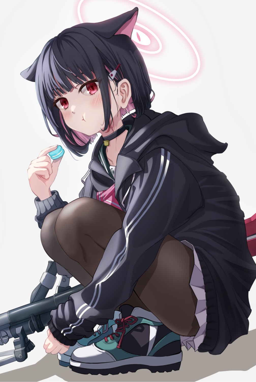 animal_ears, blue_archive, gun, halo, kyouyama_kazusa, nekomimi, pantyhose, seifuku, shijima_(shijima_tc)