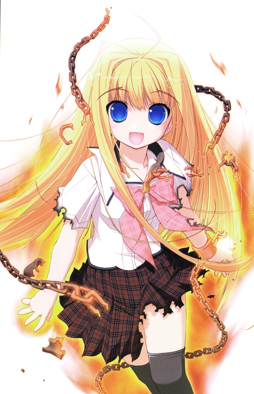 akata_itsuki, dragon_crisis!, rose_(dragon_crisis), seifuku, thighhighs, torn_clothes