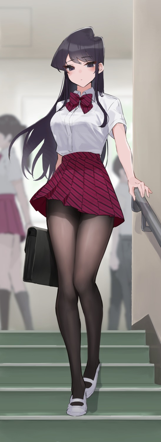 komi-san_wa_komyushou_desu., komi_shouko, pantyhose, seifuku, skirt_lift, takita_(takita3411)