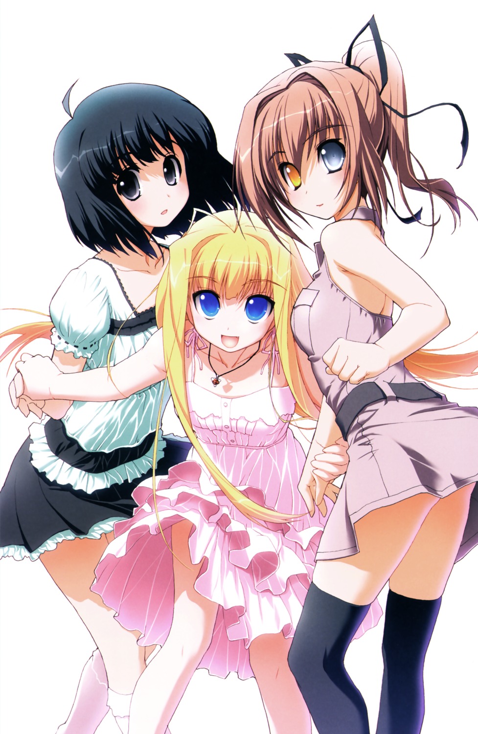 ai_(dragon_crisis), akata_itsuki, dragon_crisis!, dress, etou_misaki, heterochromia, rose_(dragon_crisis), summer_dress, thighhighs