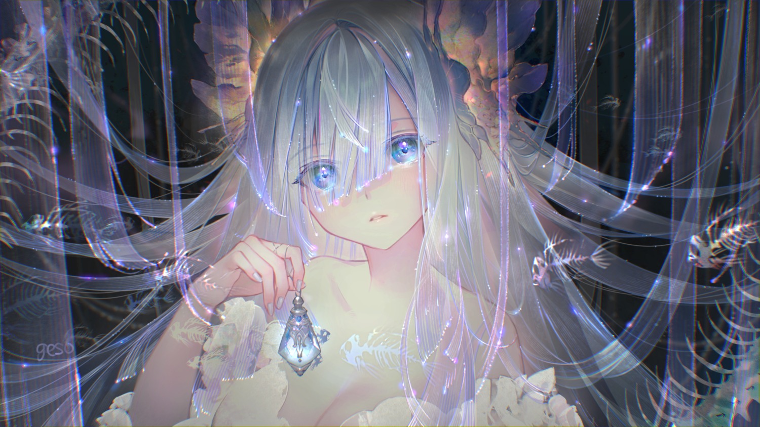 cleavage, no_bra, umiu_geso, wallpaper