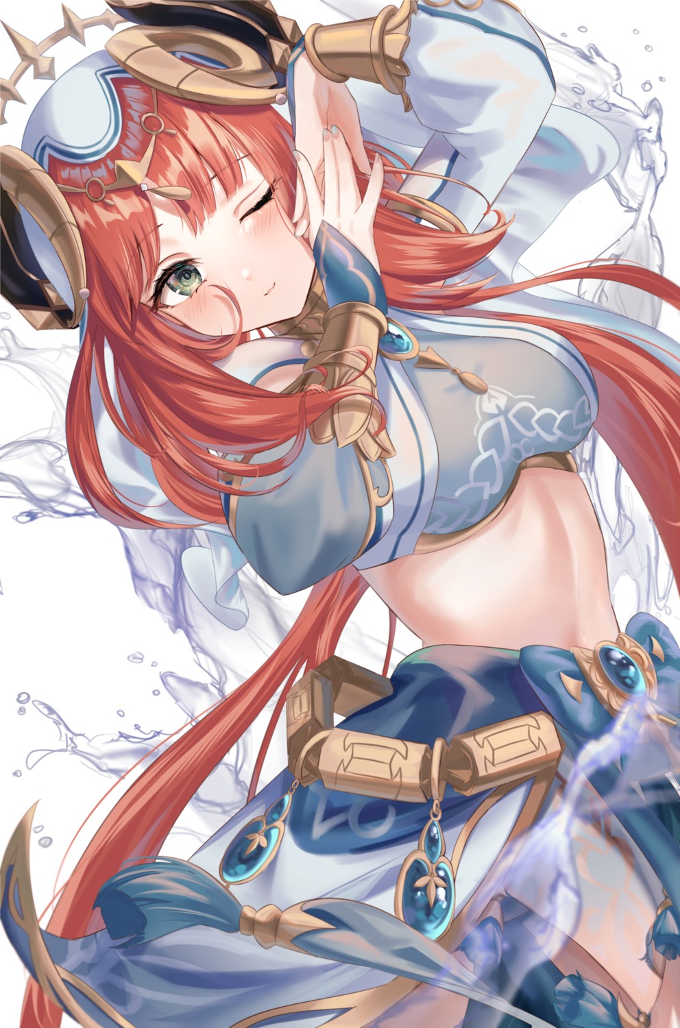 genshin_impact, horns, lucy_(rusi-juren328), nilou, no_bra, see_through