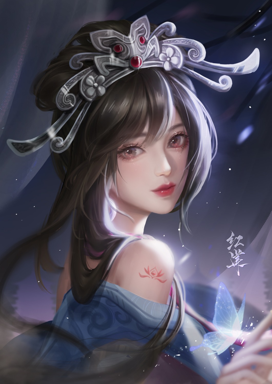 asian_clothes, hong_lian, nine_songs_of_the_moving_heavens, tagme, tattoo