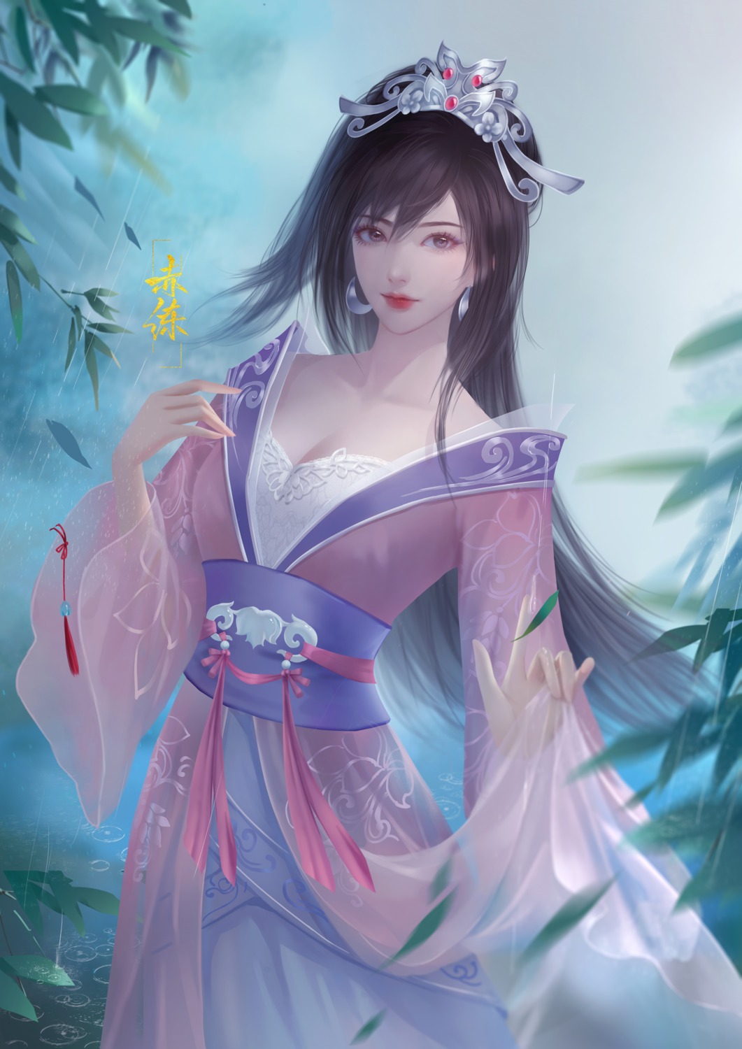 asian_clothes, cleavage, hong_lian, nine_songs_of_the_moving_heavens, no_bra, tagme