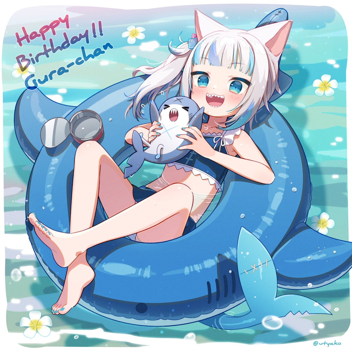 animal_ears, bikini, feet, gawr_gura, hololive, hololive_english, nekomimi, skirt_lift