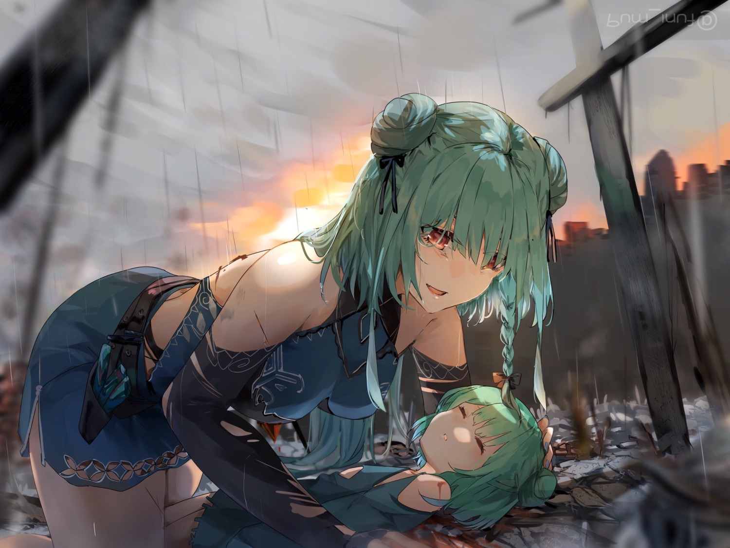 blood, funi_mu9, hololive, torn_clothes, uruha_rushia