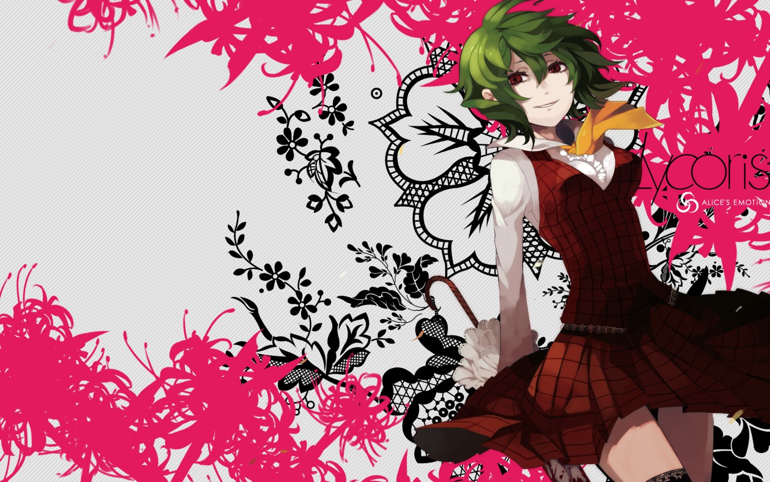 dress, kazami_yuuka, riku, thighhighs, touhou, umbrella, wallpaper