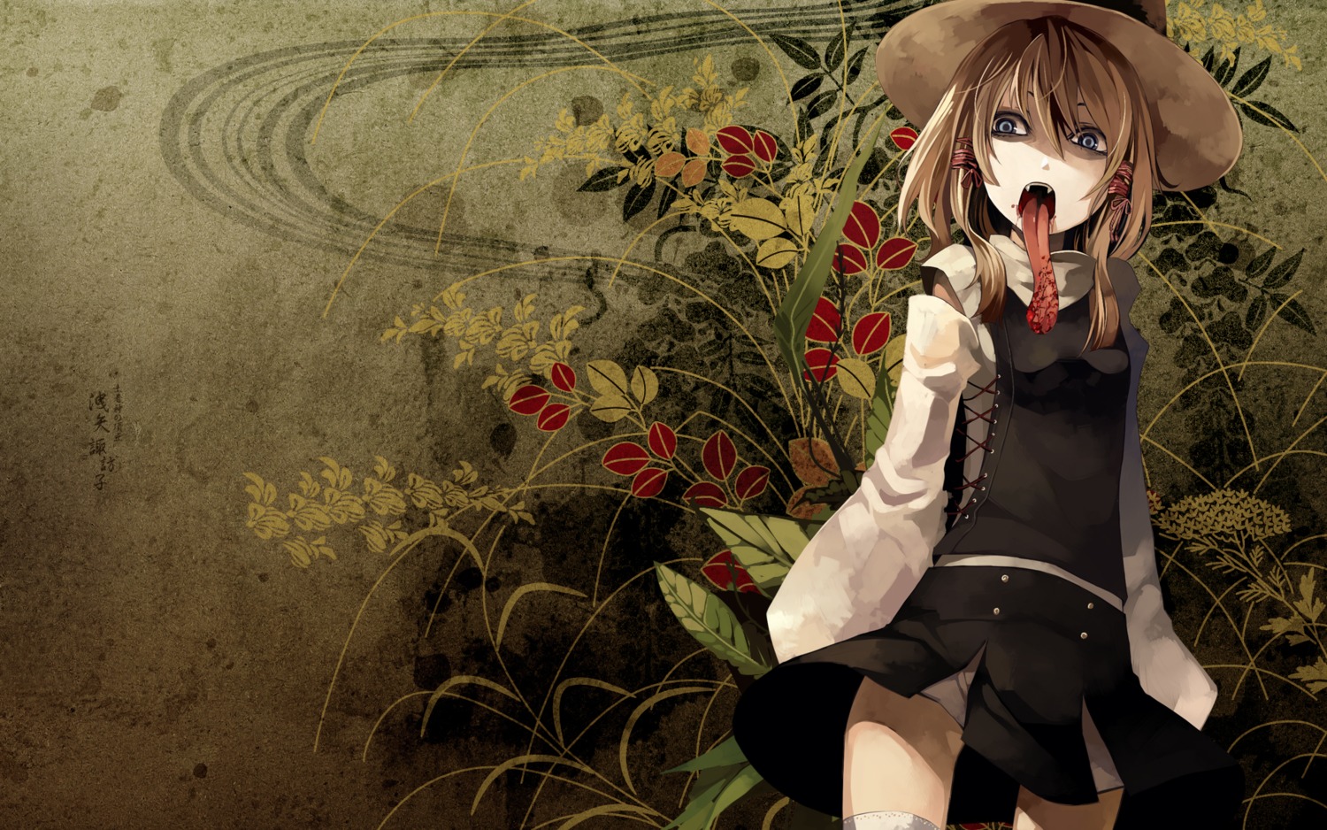 moriya_suwako, riku, thighhighs, touhou, wallpaper