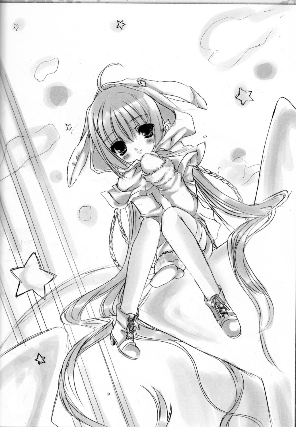 binding_discoloration, hareko, monochrome