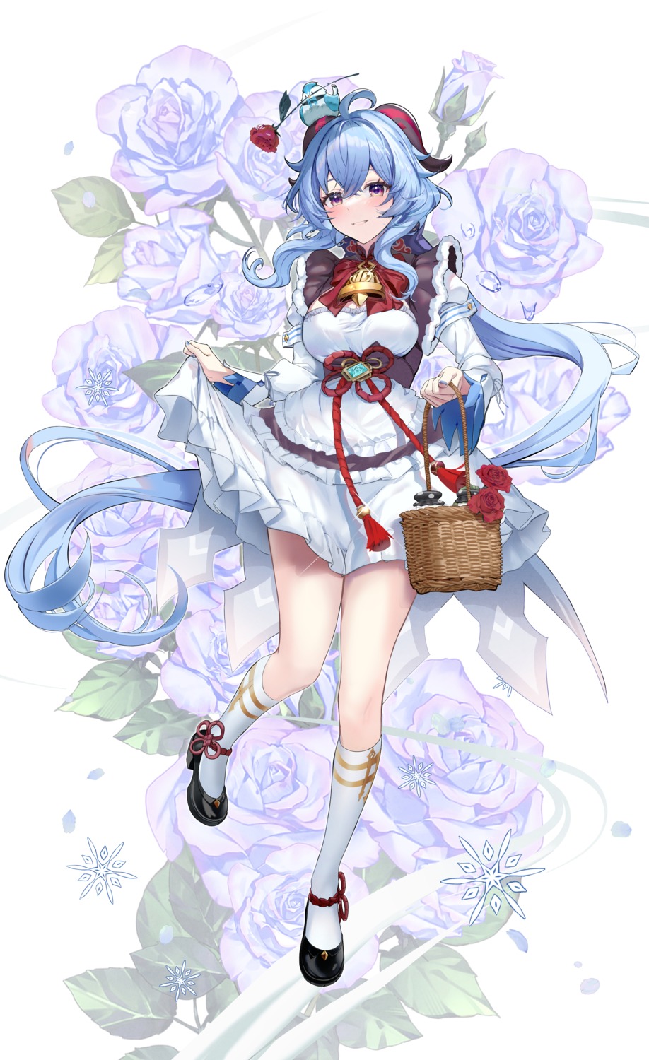 ganyu, genshin_impact, horns, maid, skirt_lift, ttorong