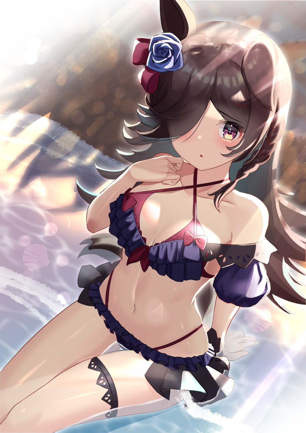 animal_ears, bikini, garter, rice_shower_(umamusume), swimsuits, uma_musume_pretty_derby, wanderlucia, wet